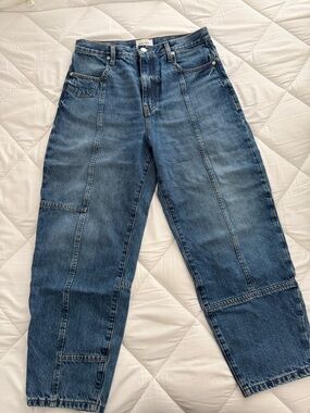Frame Denim Barrel-leg Light Blue Washed Jeans